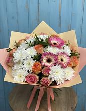 Букет цветов из:  Розы, Герберы и Хризантемы в Баговской