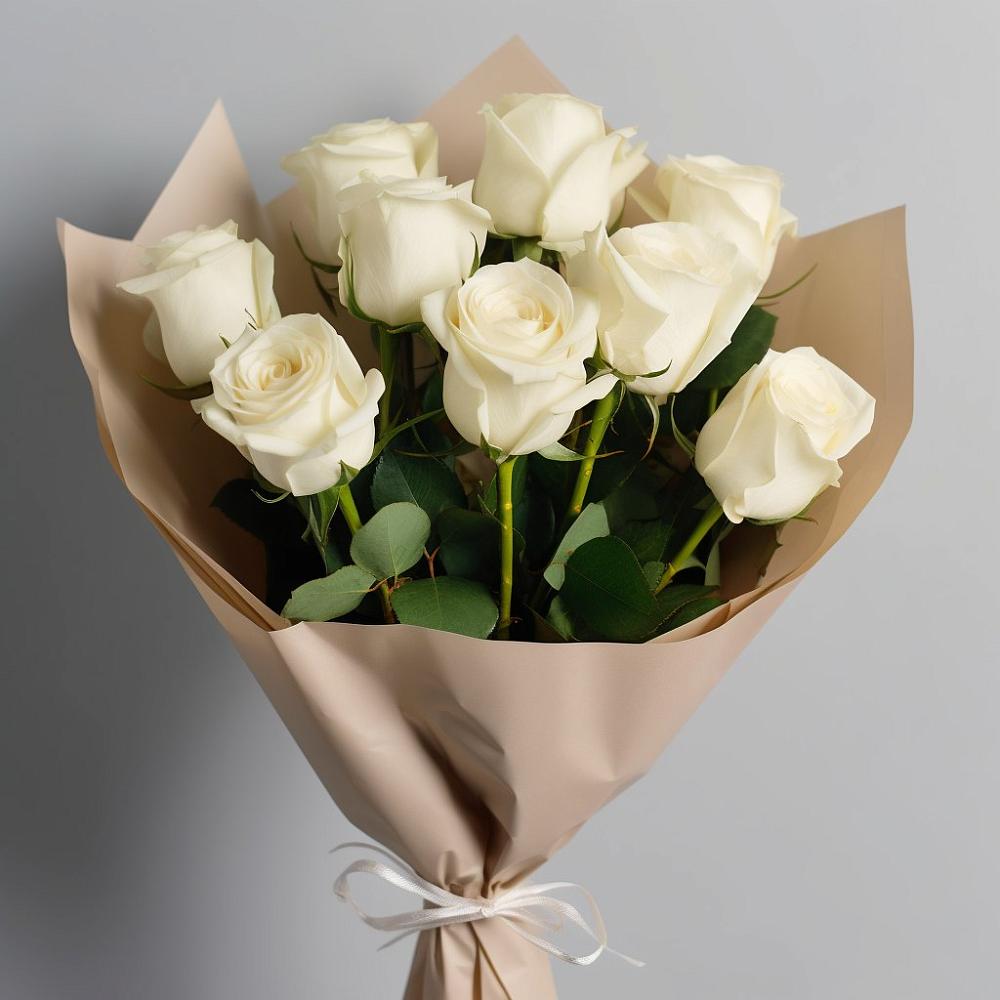 Букет 9 Белых роз Эдлесс Лав в Баговской