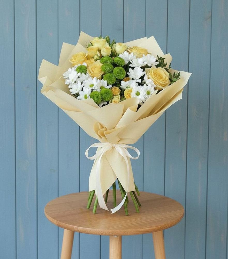 Букет цветов из: Хризантемы и Розы в Баговской