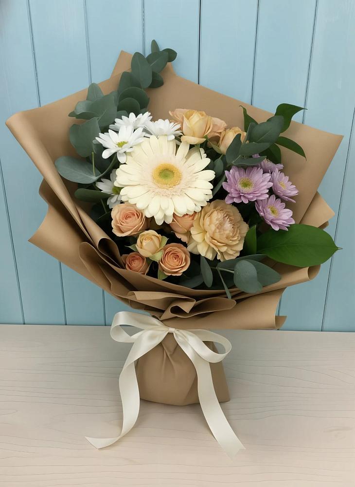 Букет цветов из: Герберы и Хризантемы в Баговской