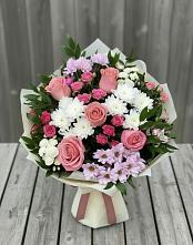 Букет цветов из:  Альстромерии, Гвоздики, Розы и Хризантемы в Баговской