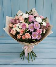 Букет цветов из:  Хризантемы, Розы и Альстромерии в Баговской